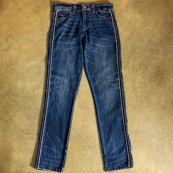 Anthropologie 27 Tall Pilcro Mid-Rise Slim Boyfriend Corded Side Denim Jeans - Picture 11 of 11